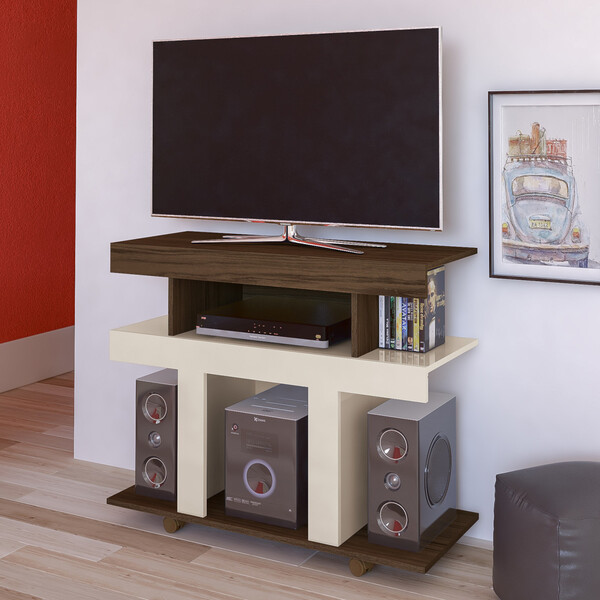 Rack Para Tv 42" 2 Nichos E Prateleira Guaíba - Amêndoa | Off